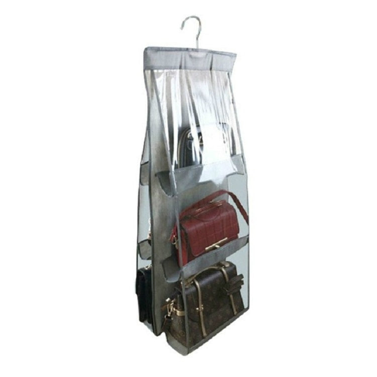 ELECTROPRIME 6 Pockets 3 Layers Foldable Hanging Bag Shelf Bag Purse Handbag Organizer(Gray)