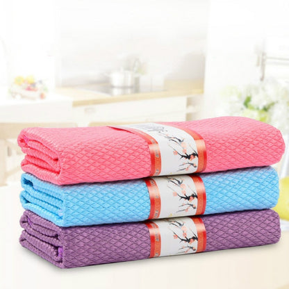 ELECTROPRIME 3 PCS Kitchen Glass Window Soft Fiber Clean Towel,30 x 40 cm Colour:Color