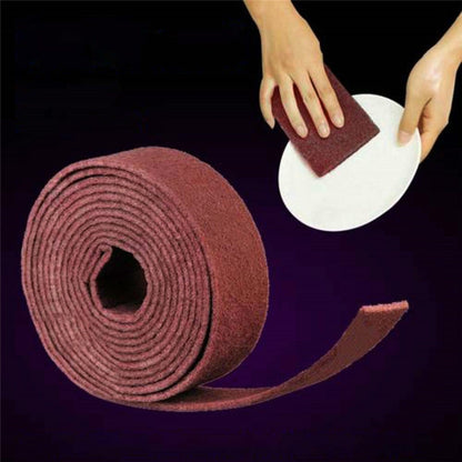 ELECTROPRIME Nylon Emery Scouring Pad Stainless Steel Rust Polishing Kitchen Dish Cleaning Rag, Size:7 cm x 5.7 m(Red Brown)