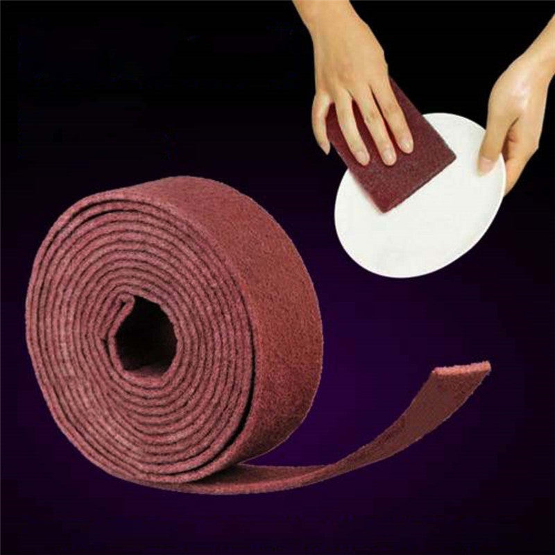 ELECTROPRIME Nylon Emery Scouring Pad Stainless Steel Rust Polishing Kitchen Dish Cleaning Rag, Size:7 cm x 5.7 m(Red Brown)