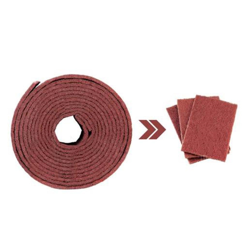 ELECTROPRIME Nylon Emery Scouring Pad Stainless Steel Rust Polishing Kitchen Dish Cleaning Rag, Size:9 cm x 1 m(Red Brown)