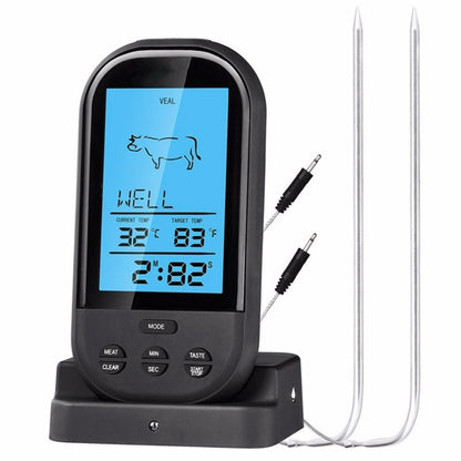 ELECTROPRIME Wireless Digital LCD Display BBQ Thermometer Kitchen Digital Probe Thermometer Barbecue Temperature Tool