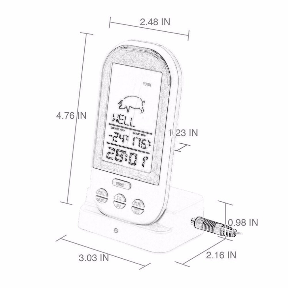ELECTROPRIME Wireless Digital LCD Display BBQ Thermometer Kitchen Digital Probe Thermometer Barbecue Temperature Tool