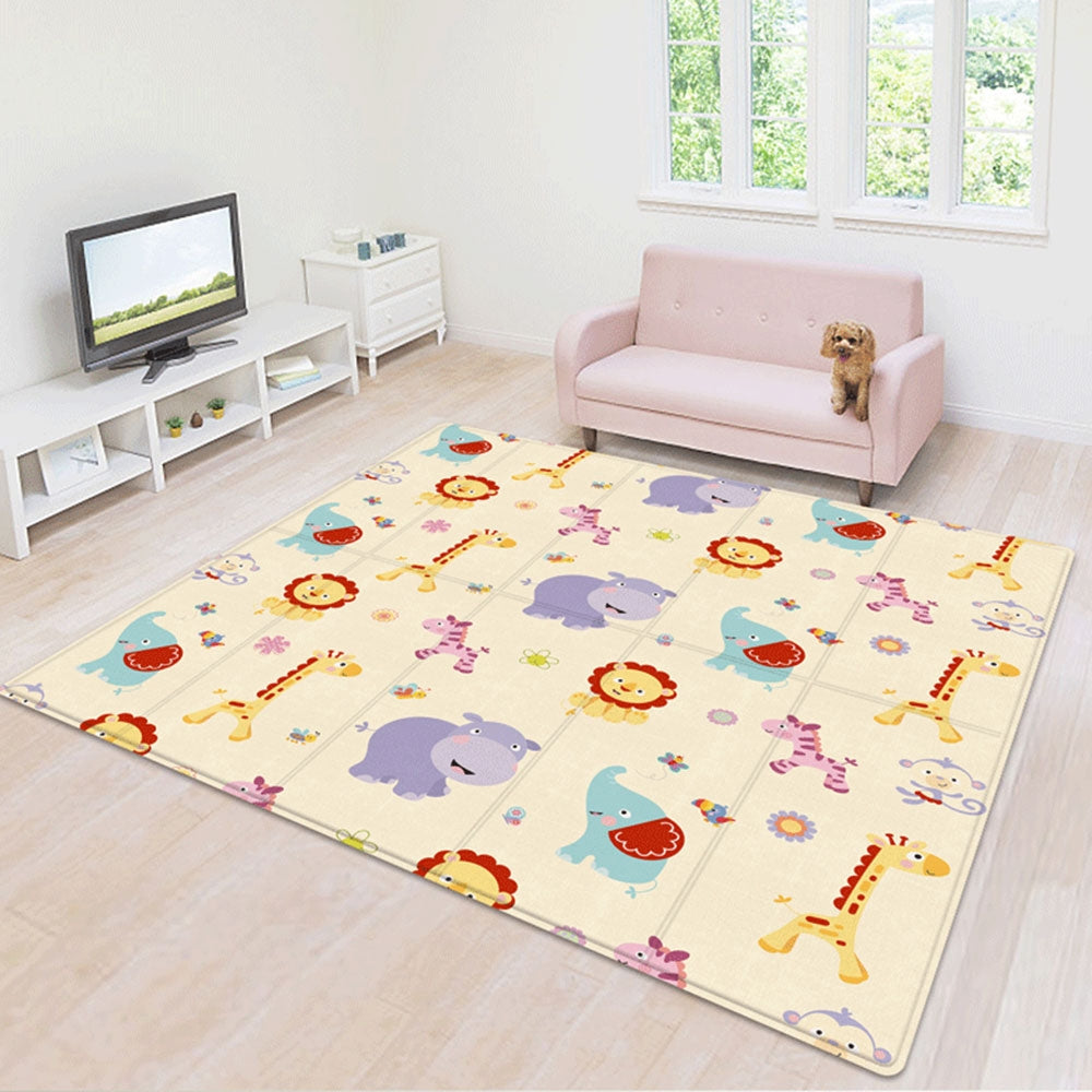 ELECTROPRIME Baby Children Cartoon Thick Folding Comfortable Crawling Mat Game Pad(Lion King + Green World)