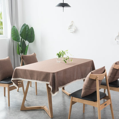 ELECTROPRIME Decorative Tablecloth Imitation Linen Lace Table Cloth Dining Table Cover, Size:130x170cm(Dark Brown)