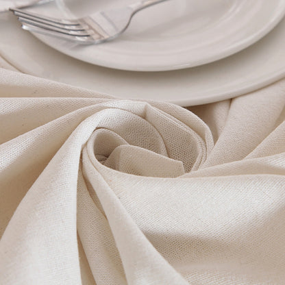 ELECTROPRIME Linen Cotton Thicken Tablecloth Hem Splice Washable Coffee Dinner Table Cloth for Wedding Banquet, Size:140x160cm(White Without Lace)