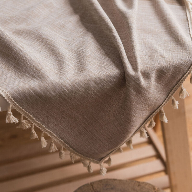 ELECTROPRIME Rectangle Cotton Linen Tassels Dining Tablecloth Wedding Party Kitchen Home Decoration Table Cover, Size:100x140cm(Grey)