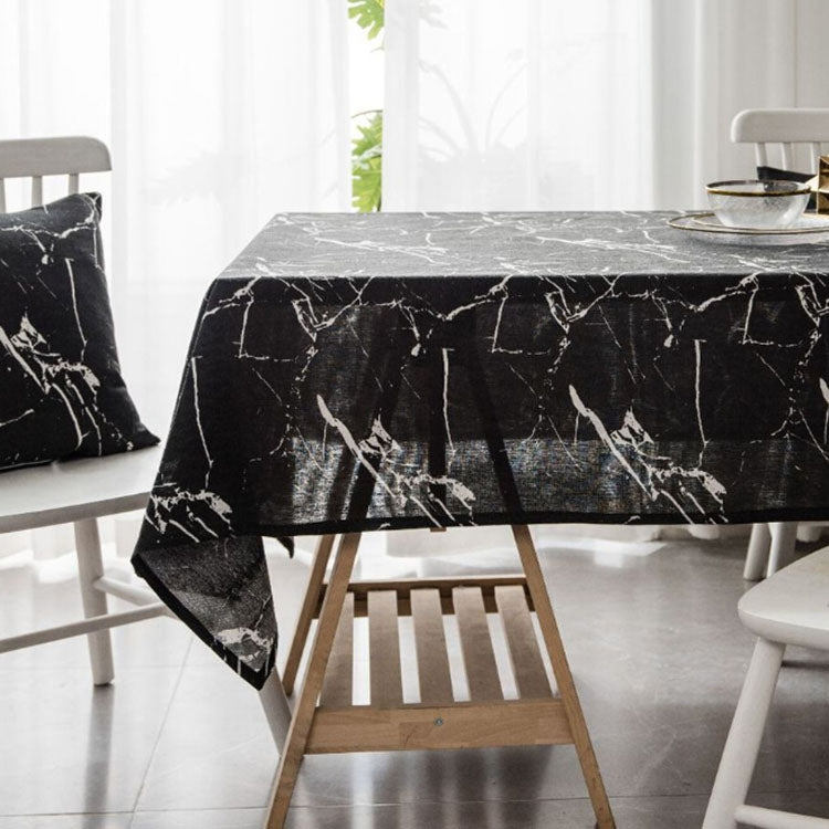 ELECTROPRIME Marble Pattern Minimalist Tablecloth Cover Table Cloth Cotton Linen Dust-proof Cabinet Cloth, Size:90x90cm(Black)