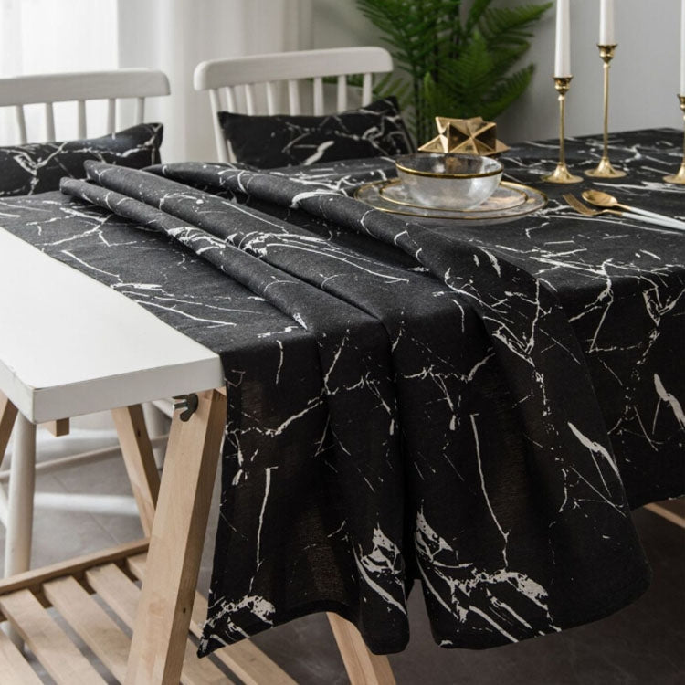 ELECTROPRIME Marble Pattern Minimalist Tablecloth Cover Table Cloth Cotton Linen Dust-proof Cabinet Cloth, Size:100x140cm(Black)
