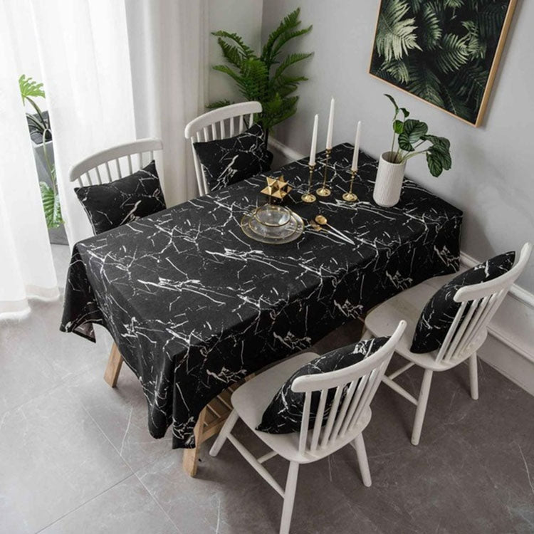ELECTROPRIME Marble Pattern Minimalist Tablecloth Cover Table Cloth Cotton Linen Dust-proof Cabinet Cloth, Size:140x140cm(Black)