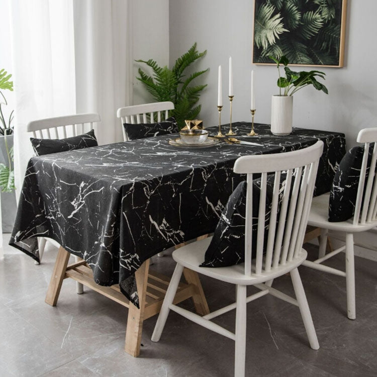 ELECTROPRIME Marble Pattern Minimalist Tablecloth Cover Table Cloth Cotton Linen Dust-proof Cabinet Cloth, Size:140x140cm(Black)