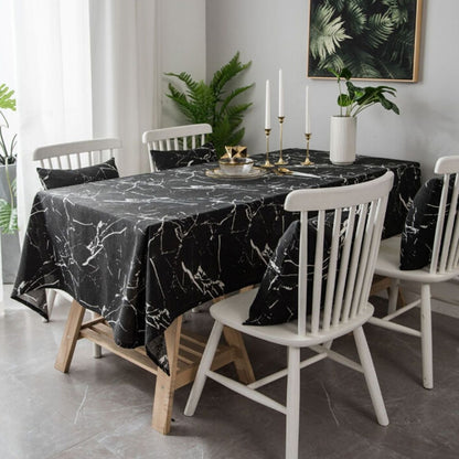 ELECTROPRIME Marble Pattern Minimalist Tablecloth Cover Table Cloth Cotton Linen Dust-proof Cabinet Cloth, Size:140x250cm(Black)