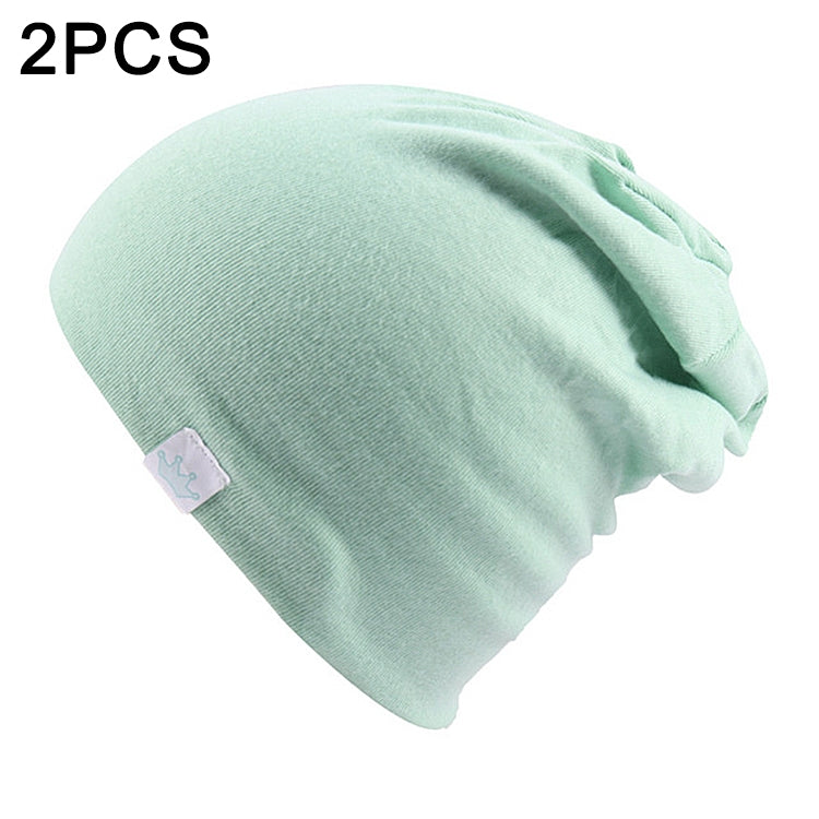 ELECTROPRIME 2 PCS Cute Solid Knitted Cotton Hat Beanies Autumn Winter Warm Earmuff Colorful Crown Caps For Newborn Baby Children(Fruit Green)