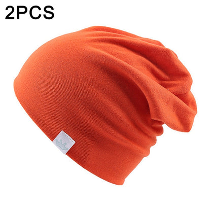 ELECTROPRIME 2 PCS Cute Solid Knitted Cotton Hat Beanies Autumn Winter Warm Earmuff Colorful Crown Caps For Newborn Baby Children(Orange)