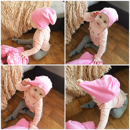 ELECTROPRIME 2 PCS Cute Solid Knitted Cotton Hat Beanies Autumn Winter Warm Earmuff Colorful Crown Caps For Newborn Baby Children(Red)