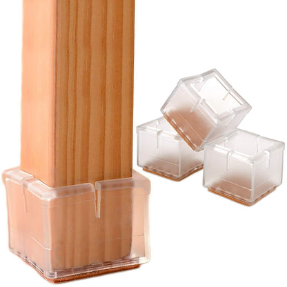 ELECTROPRIME 4pcs Square Chair Leg Caps PVC Feet Protector Pads Furniture Table Covers, Size:30-35mm