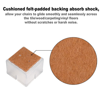 ELECTROPRIME 4pcs Square Chair Leg Caps PVC Feet Protector Pads Furniture Table Covers, Size:30-35mm
