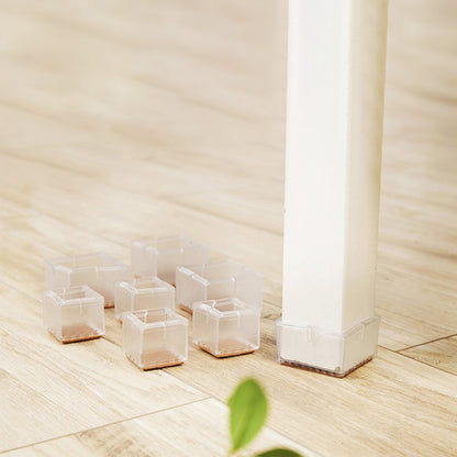 ELECTROPRIME 4pcs Square Chair Leg Caps PVC Feet Protector Pads Furniture Table Covers, Size:30-35mm
