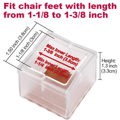 ELECTROPRIME 4pcs Square Chair Leg Caps PVC Feet Protector Pads Furniture Table Covers, Size:42-48mm