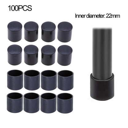 ELECTROPRIME 100 PCS Plastic Chair Feet Protectors Black Anti-skid Furniture Legs Table Base Cap Floor Protector Cover, Size:22mm