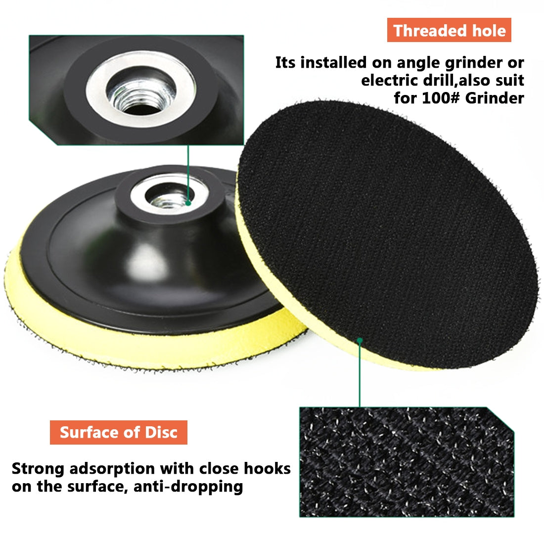 ELECTROPRIME 5 PCS Polishing Disc Self-adhesive Sponge Disc Pneumatic Sandpaper Suction Cup, Size:100mm M14