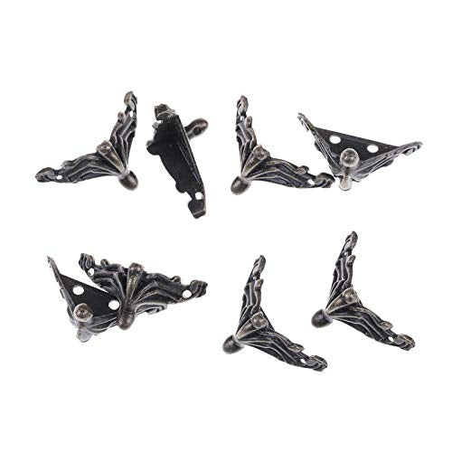ELECTROPRIME 10 PCS Antique Bronze Jewelry Gift Box Wood Case Decorative Feet Leg Corner Protector