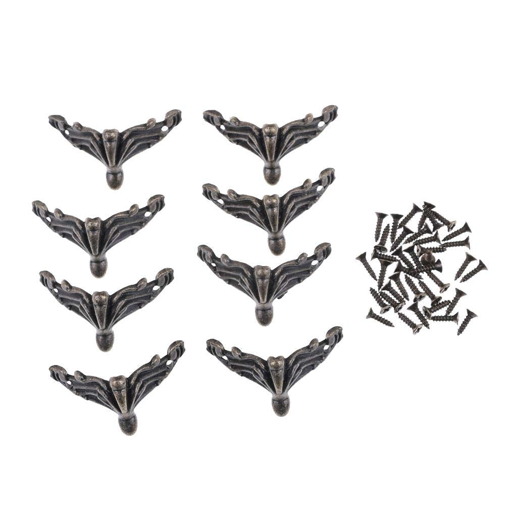 ELECTROPRIME 10 PCS Antique Bronze Jewelry Gift Box Wood Case Decorative Feet Leg Corner Protector