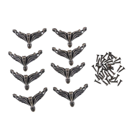 ELECTROPRIME 10 PCS Antique Bronze Jewelry Gift Box Wood Case Decorative Feet Leg Corner Protector
