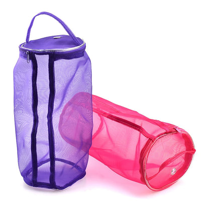 ELECTROPRIME Mesh Bag DIY Hand Weaving Tools Yarn Storage Knitting Bag Organizer Hollow Yarn Bag(Small Pink)