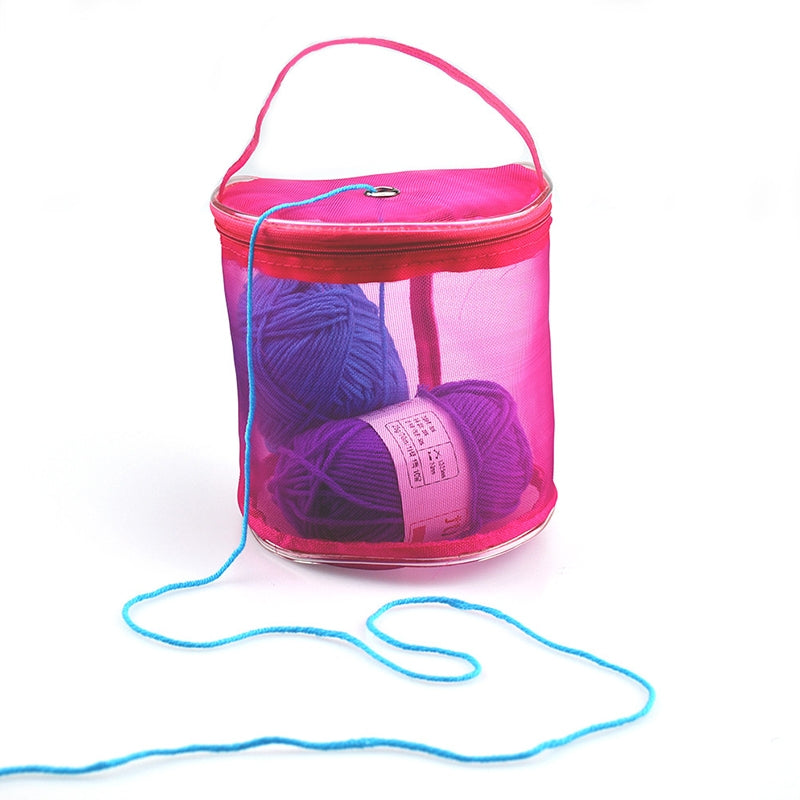 ELECTROPRIME Mesh Bag DIY Hand Weaving Tools Yarn Storage Knitting Bag Organizer Hollow Yarn Bag(Small Pink)