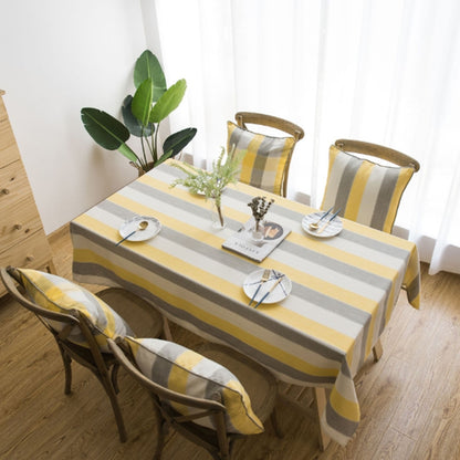 ELECTROPRIME Cover Cloth Towel For The Rectangular Striped Coffee Table Round Table Dining Table, Size:60x60cm(Yellow Grey Stripes)