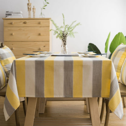 ELECTROPRIME Cover Cloth Towel For The Rectangular Striped Coffee Table Round Table Dining Table, Size:60x60cm(Yellow Grey Stripes)