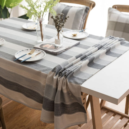 ELECTROPRIME Cover Cloth Towel For The Rectangular Striped Coffee Table Round Table Dining Table, Size:135x220cm(Grey Stripes)
