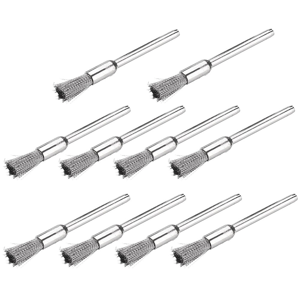 ELECTROPRIME 10 PCS Wire Brush Metal Descaling Polishing Brush To Remove Oxide Layer Flat Polishing Brush, Style:Pen Shape 3×8MM