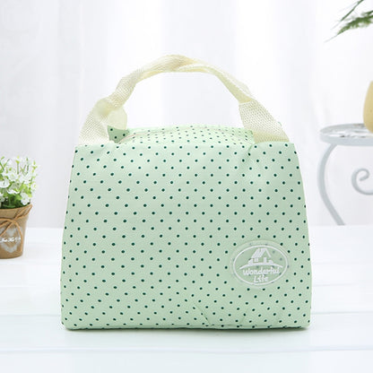 ELECTROPRIME Striped Dot Portable Thermal Insulated Cold Keep Food Safe Warm Lunch Bag(Green Dot)