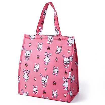 ELECTROPRIME Waterproof Special Thermal Insulation Storage Tote Portable Insulated Lunch Box Pouch Cooler Oxford Cloth Food Bag(Pink rabbit)