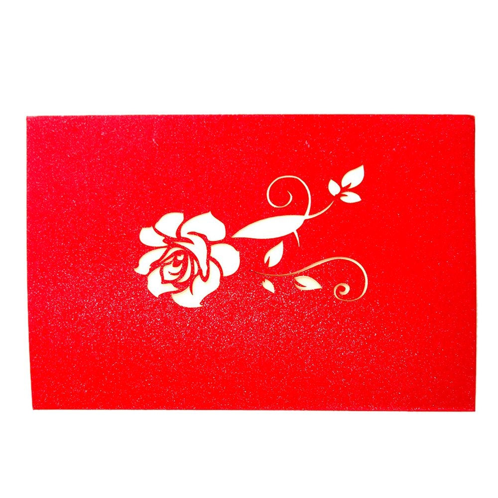 ELECTROPRIME 3D Pop Up Rose Thank You Greeting Postcards Flower Handmade Blank Vintage Paper Happy Birthday Love Gift Card, Size: 13x16cm