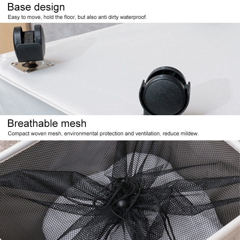 ELECTROPRIME Bathroom Oxford Waterproof Dirty Clothes Laundry Foldable Storage Basket Hamper with Wheels(Black)
