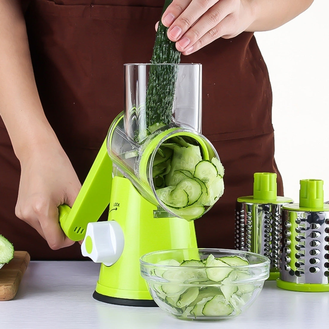 ELECTROPRIME Multifunctional Manual Fruit Vegetable Slicer Cutter Carrot Potato Cutting Machine Stainless steel Blade Salad Chopper, Random Color Delivery
