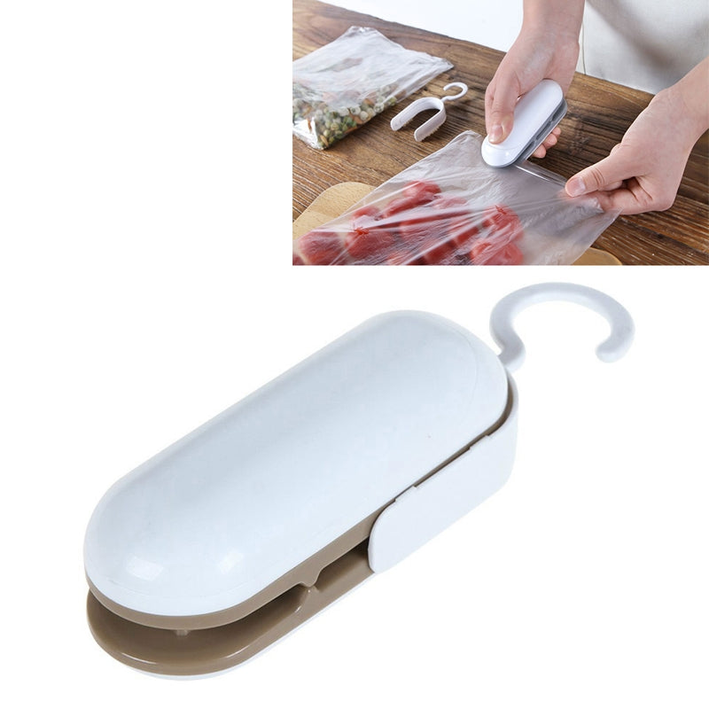 ELECTROPRIME Household Mini Heat Sealing Machine Package Sealer Clamps(Brown)