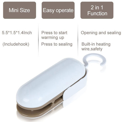 ELECTROPRIME Household Mini Heat Sealing Machine Package Sealer Clamps(Brown)