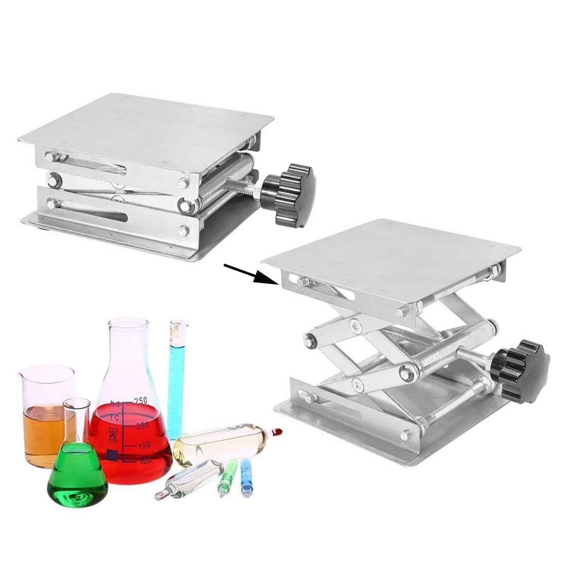 ELECTROPRIME 100x100mm Laboratory Manual Stainless Steel Lifting Platform Small Lifting Platform