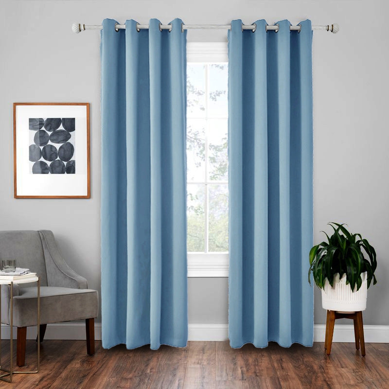 ELECTROPRIME High-precision Curtain Shade Cloth Insulation Solid Curtain, Size: 42x63 Inch?107x160CM?( Blue)