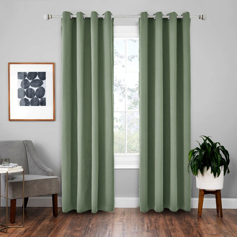 ELECTROPRIME High-precision Curtain Shade Cloth Insulation Solid Curtain, Size: 42x63 Inch?107x160CM?(Green)