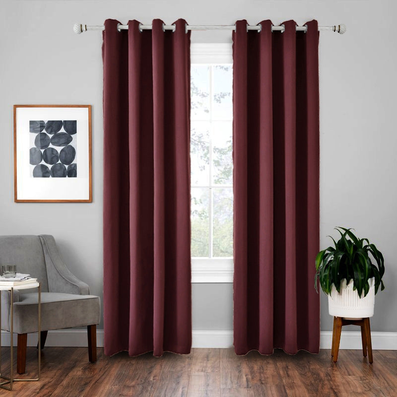 ELECTROPRIME High-precision Curtain Shade Cloth Insulation Solid Curtain, Size:42x84 Inch?107x213CM?(Wine Red)