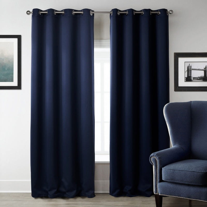 ELECTROPRIME High-precision Curtain Shade Cloth Insulation Solid Curtain, Size:52x84?132x213?(Dark Blue)