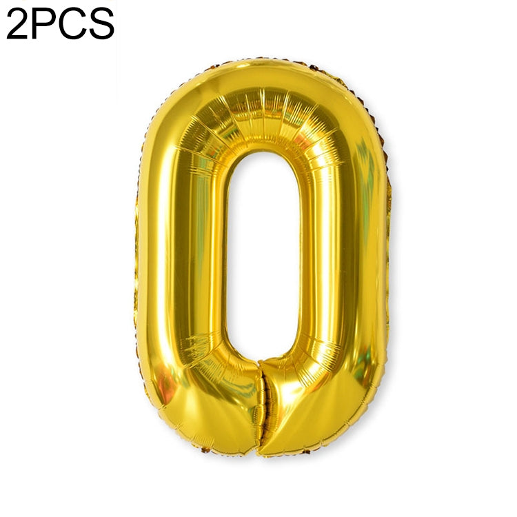 ELECTROPRIME 2 PCS 40 Inch Aluminium Foil Number Balloons Birthday Wedding Engagement Party Decor Kids Ball Supplies(0-Gold)