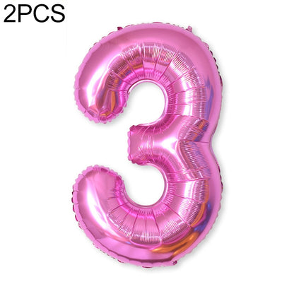 ELECTROPRIME 2 PCS 40 Inch Aluminium Foil Number Balloons Birthday Wedding Engagement Party Decor Kids Ball Supplies(3-Rose red)