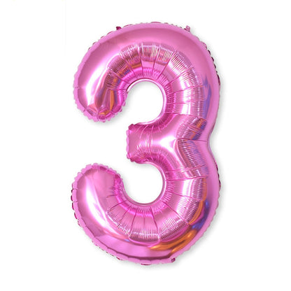 ELECTROPRIME 2 PCS 40 Inch Aluminium Foil Number Balloons Birthday Wedding Engagement Party Decor Kids Ball Supplies(3-Rose red)
