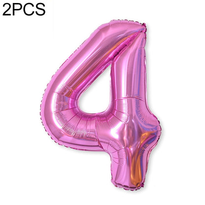 ELECTROPRIME 2 PCS 40 Inch Aluminium Foil Number Balloons Birthday Wedding Engagement Party Decor Kids Ball Supplies(4-Rose red)